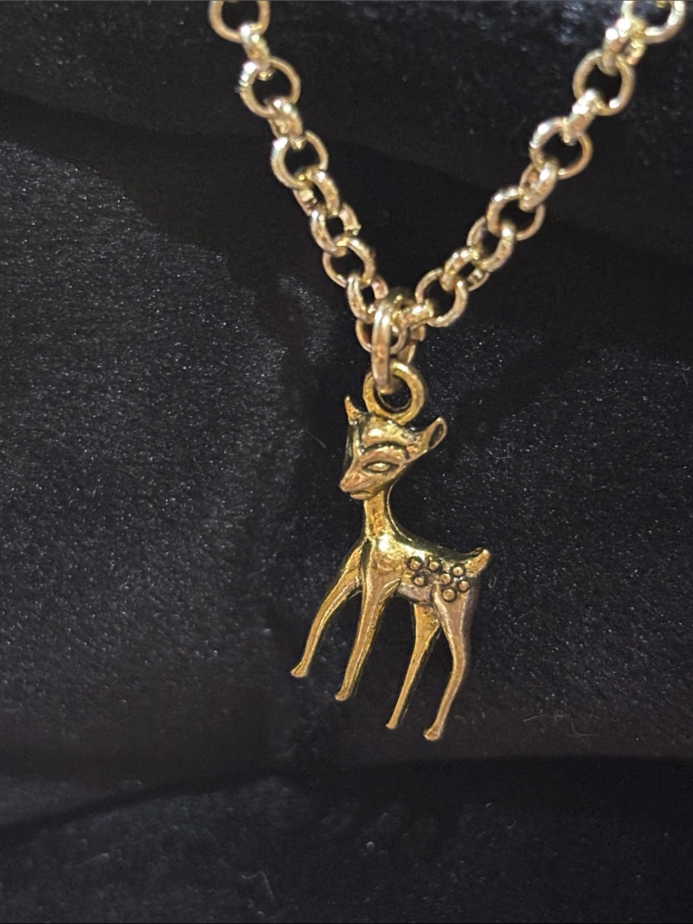 KB necklace gold tone doe deer whimsical forest fairy animal dainty necklace